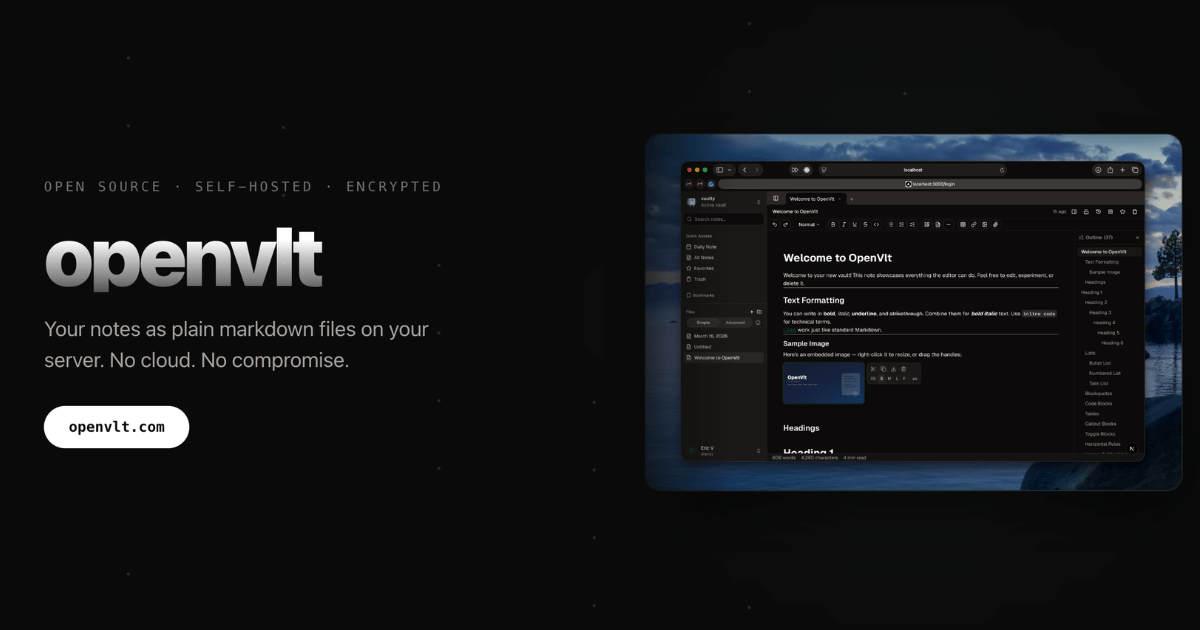 openvlt: open source, self-hosted, encrypted notes app